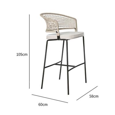 China Modern Design Modern Design Patio Poolside Furniture Hemp Rope Weave Wooden Chair Contemporary Outdoor Popular Home Armrest Waterproof for sale