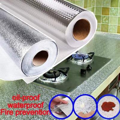 China Waterproof+ECO-Friendly Self Adhesive Home Aluminum Foil Self-Adhesive Extra Large Kitchen Wall Stickers 5m Slaughter Mall Oil Proof Kitchen Wall Stickers for sale