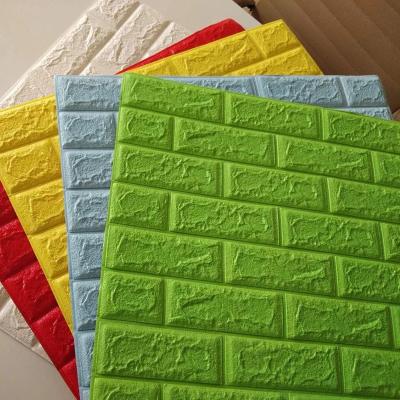 China Waterproof+ECO-Friendly High Quality Adhesive Brick 3d Wallpaper Room Decor Canton Green Port In Stock Foam Stickers for sale