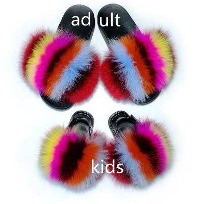 China Wholesale Custom Deodorization Kids Fur Slides Baby Fur Slides Fox Fur Slides Slippers For Women for sale