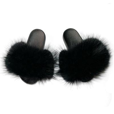 China Custom Wholesale Comfortable Women's Deodorization Fox Fur Sandals And Slippers for sale