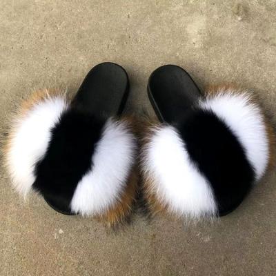 China Lightweight Sandalias fox sandals for women and ladies fuzzy fuy slippers fur fluffy slides for sale