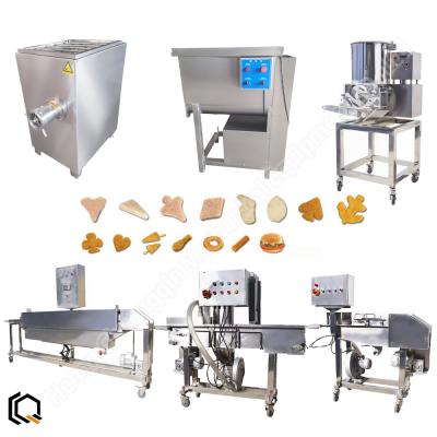 China 2000pcs/h Hotels Automatic Burger Production Line Chicken Nuggets Burger Patty Machine Fish Fillet Production Line Potato Pie Maker for sale