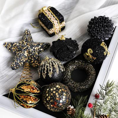 China Christmas Foam Ball Classic Black Gold Series Christmas Tree Pendant Decoration for sale