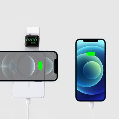 China Wirelss Bestselling Mini Magnetic Power Bank 4 in115W Wireless Fast Charging 5000 Mah Phone Power Bank Charger Stand for iPhone 13 for sale