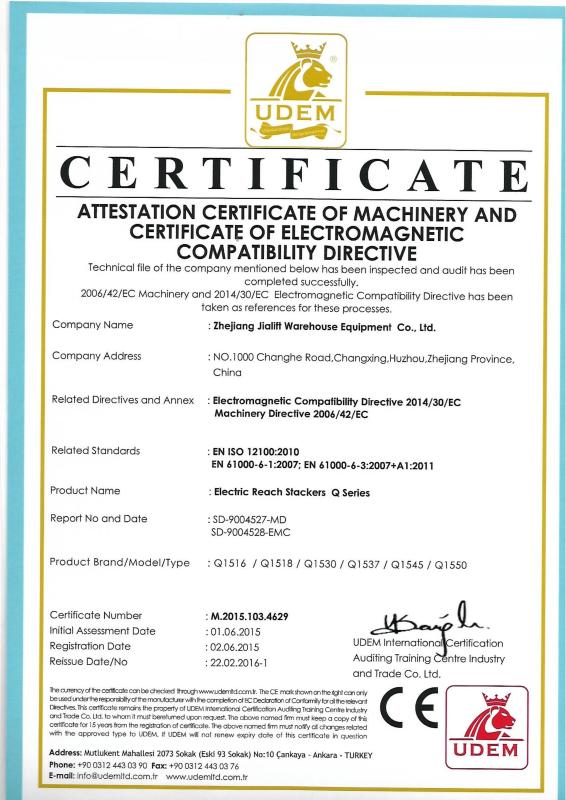 CE certificate-5 - Zhejiang Jialift Warehouse Equipment Co., Ltd.