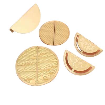 China Manufacture Modern Semicircle CNC Chinese Style Knob Handle Gold Round Solid Brass Cabinet Drawer Furniture Cupboard Knob Large for sale