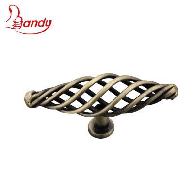 China Traditional Iron Birdcage Shape Steel Furniture Pull Knob Use For Sideboard Cupboard Drop Dresser In Antique Ab AC Black Color for sale