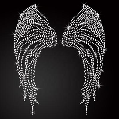 China Flatback Supplier Crystal Wings Iron On Rhinestone Transfer Hotfix Rhinestone for sale