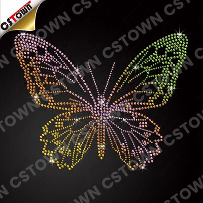 China Flatback Custom Design Butterfly Transfer Iron On Wholesale Rhinestone Transfer Heat Transfers for sale