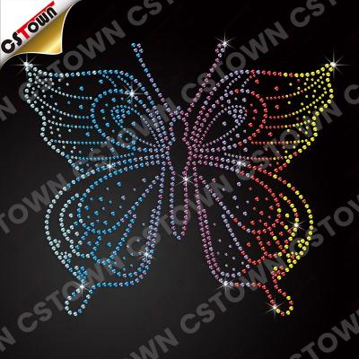 China Custom Hot Iron Pattern Rhinestone Flatback Sparkle Butterfly Rhinestone Heat Transfer Fix Rhinestone Transfers for sale