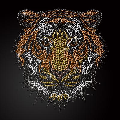 China Large Tiger Design Patches Hot Fix Rhinestone Pattern Iron On Design Patches Flatback Rhinestone Custom Transfer for sale