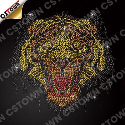 China Hot Selling Tiger Hotfix Rhinestone Transfer Iron Flatback Sparkle On Rhinestone Transfer Stickers Rhinestone Heat Transfer Custom Design for sale