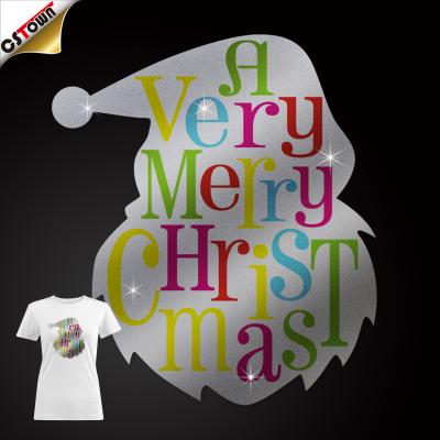 China Other Wholesale Custom Heat Transfer Vinyl Iron On Designs Santa Claus Rhinestone Christmas Iron On Transfer For Hoodie for sale