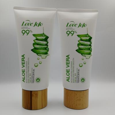 China High Quality Cosmetic Soft Squeeze Tube Plastic Packaging Tube 40g-150g Wooden Screw Cap For Facial Cleanser Skin Care for sale