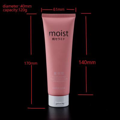 China 120g-100g Tube Plastic Packaging Tube Empty Cosmetic Soft Matte Pink Squeeze Tube White Flip Cap For Hand Cream Skin Care for sale