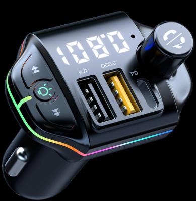 China BT 5.0 Handsfree Compatible Colorful Car Light FM Transmitter Atmosphere A10 Car Transmitter Fm MP3 Player Car Charging Charger for sale