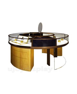 China Modern And Fashion High End Stainless Round Jewelry Display Showcase Glass for sale