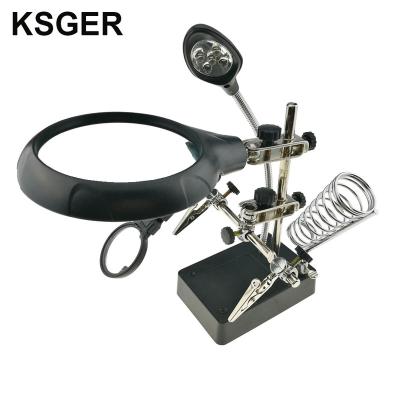 China Repair Station Electric Welding Iron Bracket Magnifying Glass Multifunctional Welding Workbench LED Lighted Desktop Light for sale