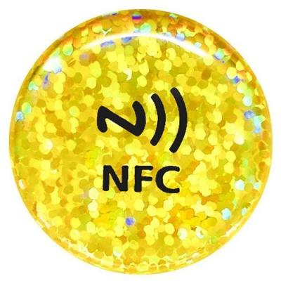 China Custom Logo Print 13.56 Mhz NFC Round Epoxy Waterproof z Programmable Sticker for sale