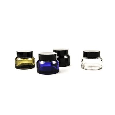 China 15g 30g 50g Amber Shoulder Color Face Cream Oblique Glass Jar High Quality Cosmetic Container For Body Cream for sale