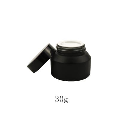 China New Design Black Cosmetic Jar 15g 15ml 30g 30ml 50g 50ml Small Skin Care Cream Frost Open Mouth 1/2 Ounce Matte Black Container With Wide for sale