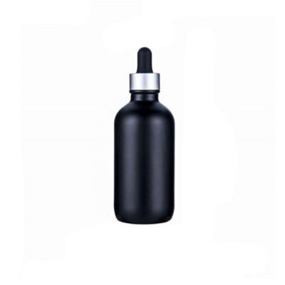 China Personal Care 100ml 15ml 30ml 60ml 120ml 250ml 500ml 1000ml Boston Glass Round Matte Black Amber Bottle With Silk Printing Logo for sale