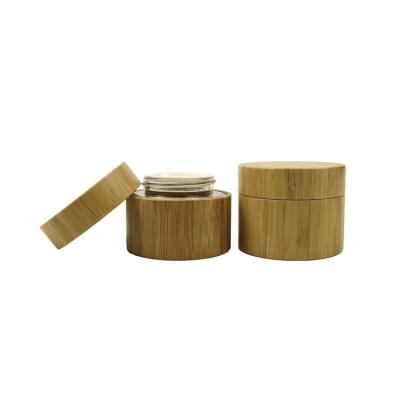 China 30g 50g 100g high quality natural bamboo glass inner cosmetic bamboo cream jar for sale