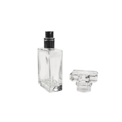 China 15ml 30ml 100ml Flat Square Perfume Bottle New Design Cosmetic Clear Frosted Glass Perfumes Bottle for sale