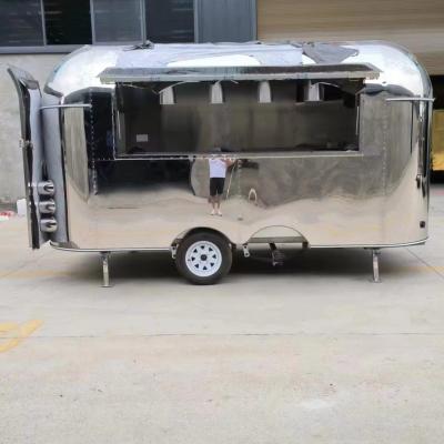 China 4 Road Wheels Stainless Steel Mobile Food Truck Fried Food Pizza Hot Dog Coffee for sale