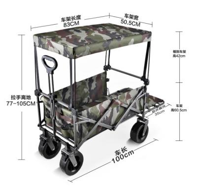 China Collapsible 4-Wheel Metal Foldable Trolley Cart for Garden Beach Shopping Storage Tool for sale