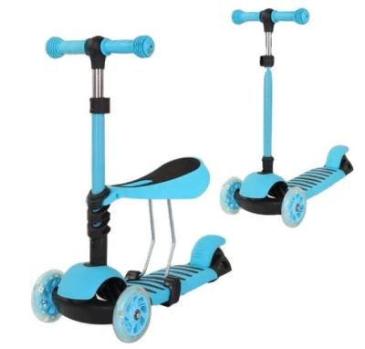 China Cuerpo de plástico Scooter de doble mango seguro plegable con llantas de goma y asiento incluido en venta