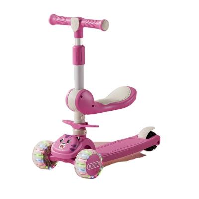 China Altura ajustable 2024 Mejor vendedor 3 ruedas parpadeantes niños Scooter plegable con música niños Kick Scooter en venta