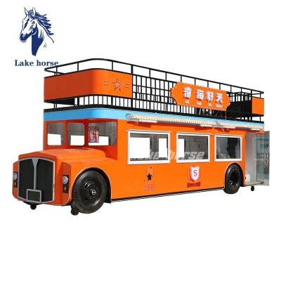 China Food kiosk double decker bus dining car for street view and internet celebrity check-in for sale