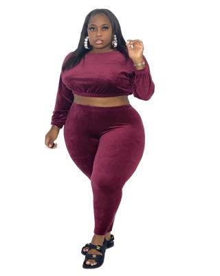 China 2022 New Arrivals Plus Size Autumn And Winter Velvet Plus Size Women's Clothing Plus Size Women's Sets for sale