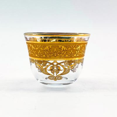 China Real Gold Rim Arabic Cawa Cup Glass Tea Set Use Coffee Mug Viable Factory Price for sale