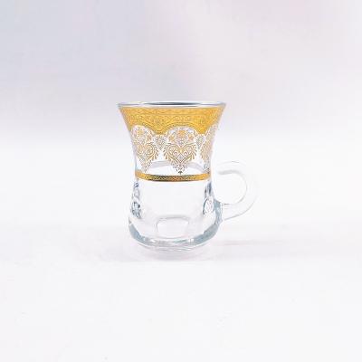 China 12PCS Viable Glass Teacup Handmade Glass And Saucer Moroccan Ceramic Turkish Arabic Glass Tea Set for sale