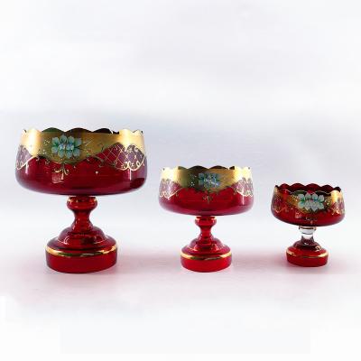 China Europe Ready To Ship Compote Fruit Gold Glass Tray For Home Use for sale