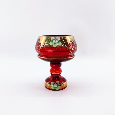 China Europe ready to ship candy glass bowl with stand Central Asia popular golden fruit bowl for home decoration for sale