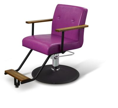 China High Quality Purple Adjustable Height/Vintage Rotatable Barber Shop Chairs Salon Chairs /Lockable Salon Furniture Styling Beauty Set Chair For Makeup Artist for sale