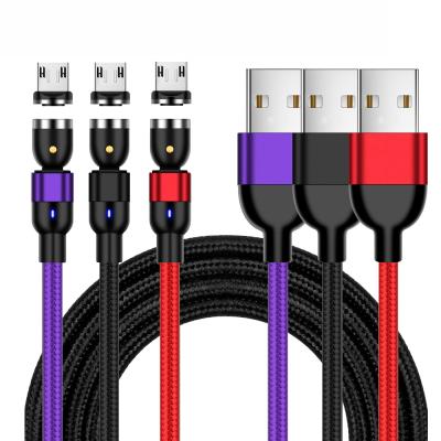 China 180 Degree+360 Degree Rotation Cable Drop Shipping 3 in 1 Magnetic Phone Charging Cable 540 Degree Fast Charger for IOS Lighting Phone Accessories for sale