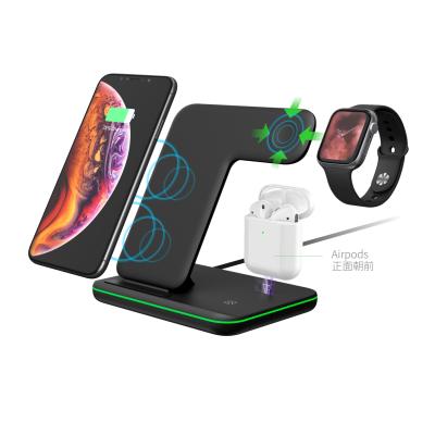 China Lightweight Control 3IN1 Radio Charging Station Qi Wireless Charger Led Fast Charging Desktop Z5 Portable Charging Stand for sale