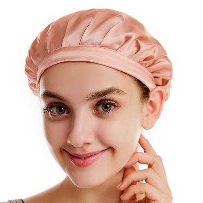 China New Fashion Dobby Women Night Sleep Hair Hood Silk Head Hat Cover Wide Elastic Band for sale