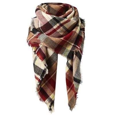 China Fashion Women's Autumn Winter Scarf Classic Tassel Plaid Scarf Warm Soft Chunky Large Blanket Wrap Shawl Scarves for sale