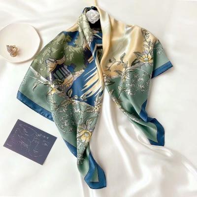 China Women Square Scarf 108x108cm Bufanda Mujer Hangzhou Real 100% Real Silk Square Neck Scarves Pure Silk Wraps For Gift for sale