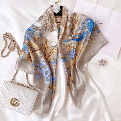 China Large Scarves Women Wraps Bandana Female Hijabs Scarves Fashion Shawls Stoles Polk Dot Print Square Scarves Silk Square Scarf Women for sale