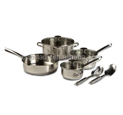 China Sustainable 9pcs Germany Stainless Steel Cookware Set With Kitchen Tool for sale