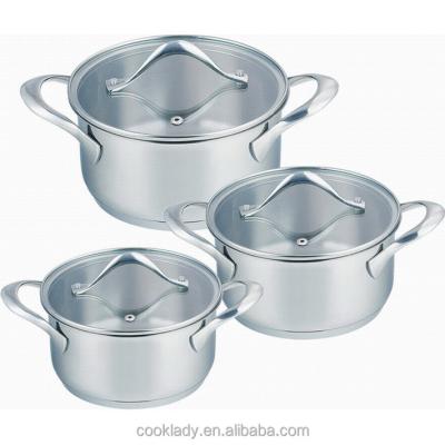 China 6pcs T Shape Viable Lid Stainless Steel Glass Pan Cookware Set for sale