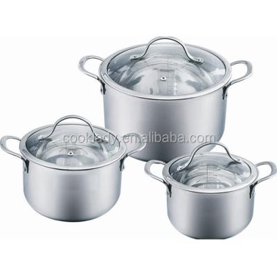 China 6pcs Sustainable Stainless Steel Spanish Cookware Set With Double Handle for sale