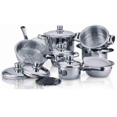 China Stocked wide edge 16pcs stainless steel cookware set, (mushroom edge cookware) for sale